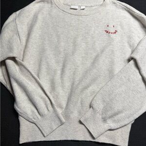 GAP Cream Crewneck Sweater with Embroidered Detail